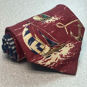 Tommy Hilfiger Vintage Men's Tie Sailboat Nautical 100% Italian Silk